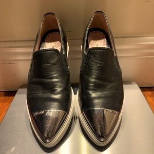 Miu miu shoes embellished cap-toe leather slip on